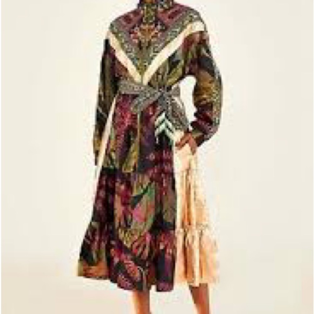 Farm Rio Tropical Forest Metallic Patterned Dress/Jacket - Picture 4 of 10